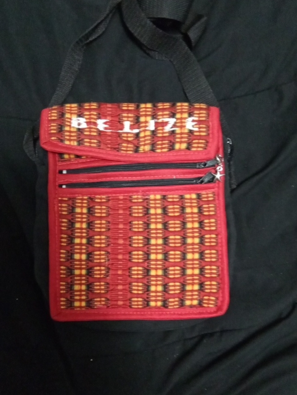 2/$7**Shoulder/Crossbody Bag With 3 Zippered Pockets That Says "Belize"